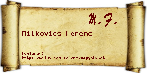 Milkovics Ferenc névjegykártya