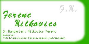 ferenc milkovics business card